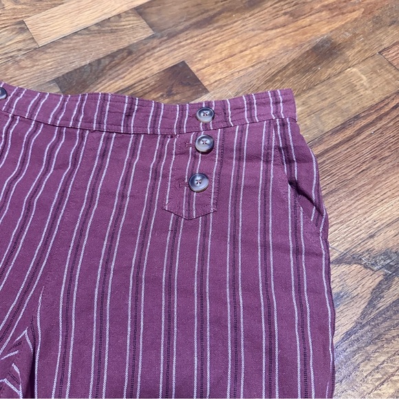 Maurices Rust White Striped Linen Rayon Elastic Waist Pants Size Large Nautical - Picture 4 of 16